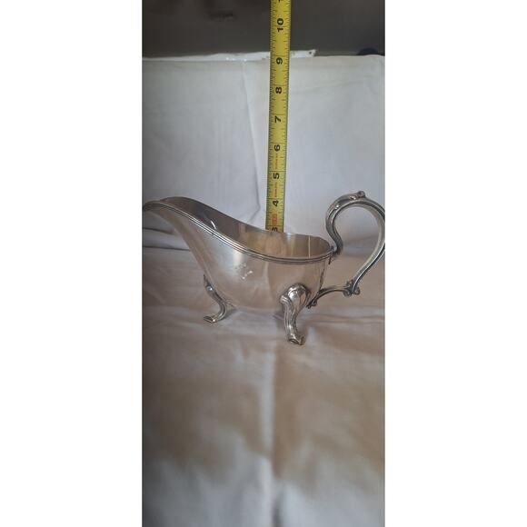 Vintage Silverplate Gravy Boat B.S.C.E.P N.S. 5433 Hallmarked Ornate Handle Feet - Picture 7 of 10